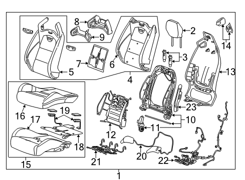 2018 Cadillac ATS Driver Seat Components Harness Diagram for 84228162