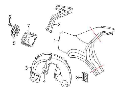 2012 Chrysler 300 Quarter Panel & Components TROUGH-Deck Opening Diagram for 68058755AB