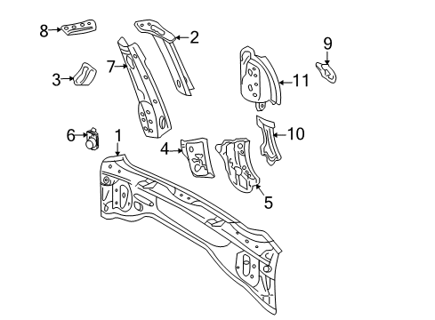 2005 Pontiac Vibe Rear Body Rear Body Panel Diagram for 88969699