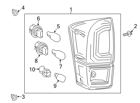 2018 Toyota Tacoma Bulbs Tail Lamp Assembly Diagram for 81550-04190