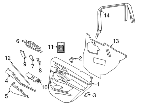 2021 BMW X6 Interior Trim - Rear Door TRIM, WINDOW FRAME, DOOR, RE Diagram for 51427455695