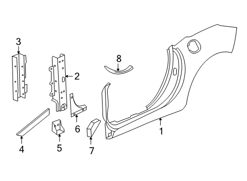 2009 Saturn Sky Hinge Pillar, Uniside Uniside Diagram for 25967306