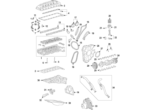 2021 Cadillac Escalade ESV Engine Parts, Mounts, Cylinder Head & Valves, Camshaft & Timing, Oil Pan, Oil Pump, Crankshaft & Bearings, Pistons, Rings & Bearings, Variable Valve Timing Valve Cover Gasket Set Diagram for 55502647