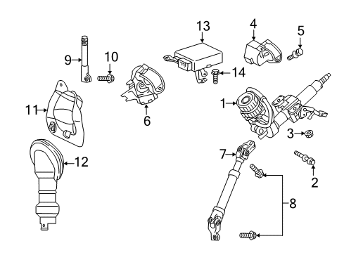 2014 Scion tC Steering Column & Wheel, Steering Gear & Linkage Intermed Shaft Upper Cover Diagram for 45259-21020