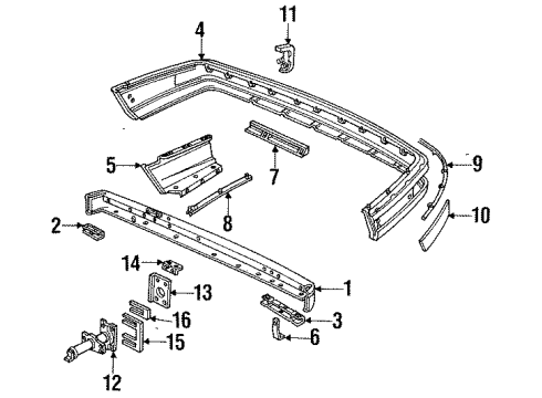 1989 Buick LeSabre Rear Bumper Filler, Rear Bumper Center Diagram for 20298260