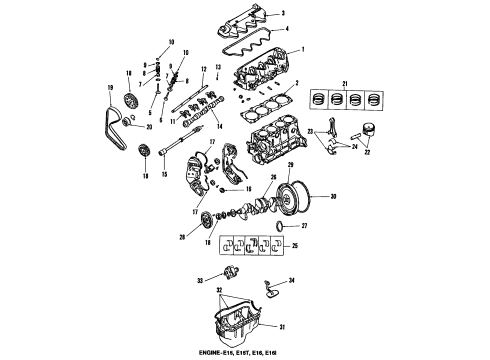 1986 Nissan Pulsar NX Engine Parts, Mounts, Cylinder Head & Valves, Camshaft & Timing, Oil Pan, Oil Pump, Crankshaft & Bearings, Pistons, Rings & Bearings Rocker Cover Gasket Diagram for 13270-01M01