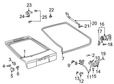 2001 Toyota Celica Lift Gate Hinge Bolt Diagram for 90109-08212