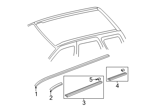 1996 Nissan Pathfinder Exterior Trim - Roof MOULDING-Roof Side, RH Diagram for 73854-0W010