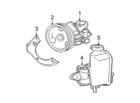 2007 Jeep Grand Cherokee P/S Pump & Hoses, Steering Gear & Linkage Power Steering Pump With Pulley Diagram for RL124461AB