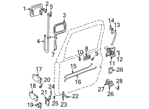 2006 Jeep Wrangler Lock & Hardware Front Door Latch Diagram for 55075991AJ