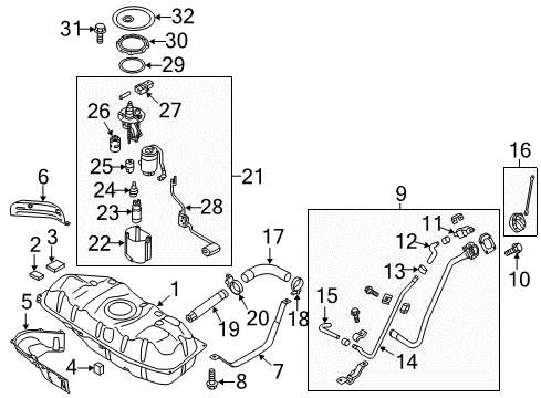 2015 Kia Soul Senders Pipe-Filler Neck Diagram for 31042B2500