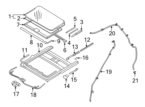 2010 Hyundai Santa Fe Sunroof Weatherstrip-Sunroof Glass Diagram for 81613-0W000