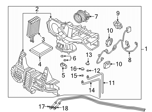 2019 Ford Expedition Auxiliary Heater & A/C Inlet Hose Diagram for JL1Z-18696-DB