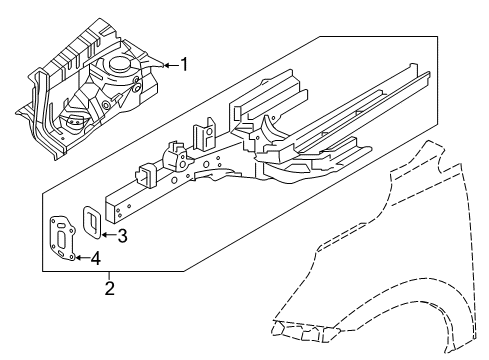 2014 Hyundai Tucson Inner Components - Fender Reinforcement.-Front End, RH Diagram for 64748-2S000