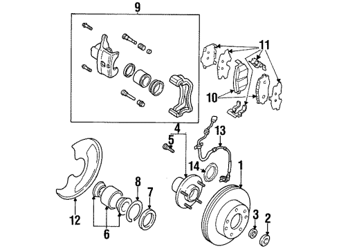 1995 Nissan Maxima Anti-Lock Brakes Hardware Kit-Front Disc Brake Pad Diagram for 41080-85F28