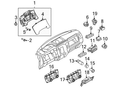 2013 Ford F-150 Cluster & Switches Dash Control Unit Diagram for DL3Z-19980-C