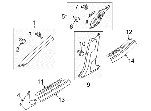 2016 Hyundai Genesis Interior Trim - Pillars, Rocker & Floor Trim-Rear Step Plate RH Diagram for 85888-B1000-RNB