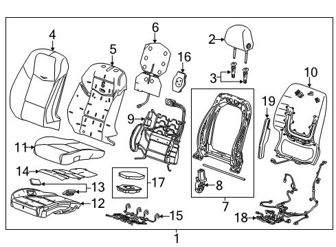 2015 Cadillac CTS Driver Seat Components Seat Cushion Pad Diagram for 23157422