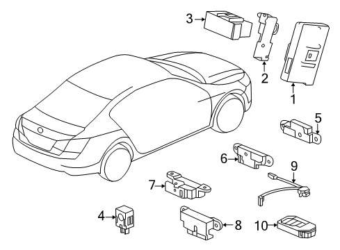 2014 Honda Accord Keyless Entry Components Blank-Key Complete, I Diagram for 35118-T2A-A20
