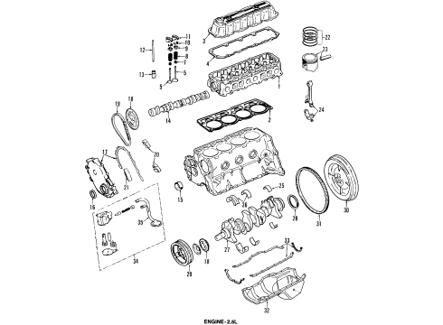 1994 Jeep Wrangler Engine Parts, Mounts, Cylinder Head & Valves, Camshaft & Timing, Oil Pan, Oil Pump, Crankshaft & Bearings, Pistons, Rings & Bearings Piston Diagram for 4762461