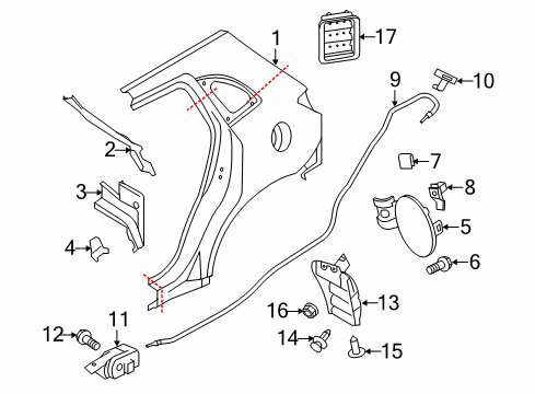 2019 Mitsubishi Outlander Sport Fuel Door Clip-Lid Locking Diagram for MB642442