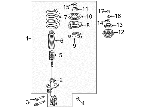 2010 Honda Fit Struts & Components - Front Shock Absorber Unit, Left Front Diagram for 51621-TK6-A02