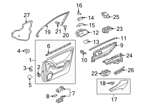2010 Acura ZDX Power Seats Weatherstrip, Right Front Door Innr Diagram for 72335-SZN-A01