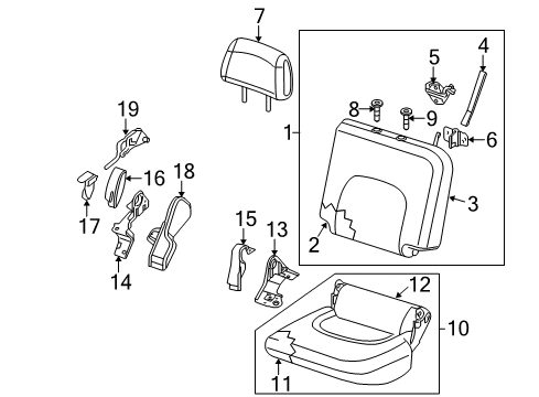 2012 Nissan Frontier Rear Seat Components Cover-RECLINING Device, Inner L Diagram for 88455-EA500