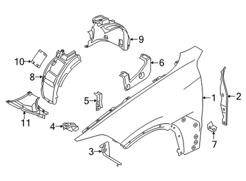 2021 BMW X6 Fender & Components WHEEL ARCH COVER, FRONT SECT Diagram for 51717427505