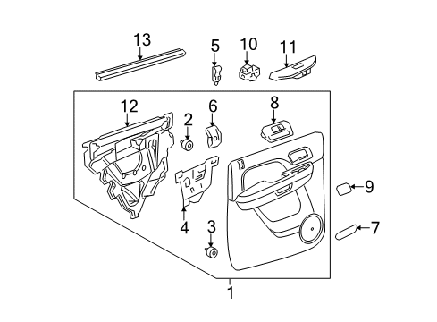 2007 Chevrolet Silverado 2500 HD Interior Trim - Rear Door Handle, Inside Diagram for 22855643