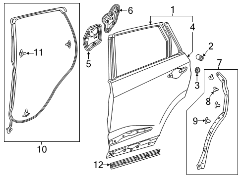 2020 Acura RDX Rear Door Gap Seal, Rear Diagram for 72829-TJB-A01