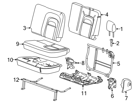 2017 Chevrolet Colorado Rear Seat Components Seat Frame Diagram for 84120327