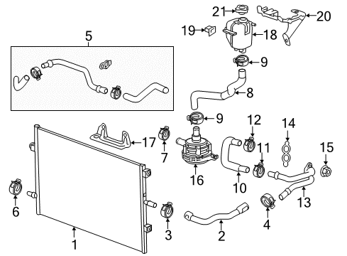 2018 Chevrolet Malibu Radiator & Components Outlet Hose Diagram for 84021225