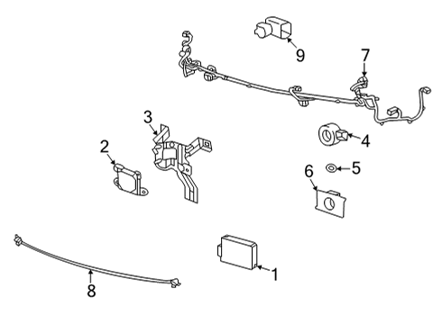 2022 Cadillac CT4 Electrical Components - Front Bumper Sensor Bracket Diagram for 84433201