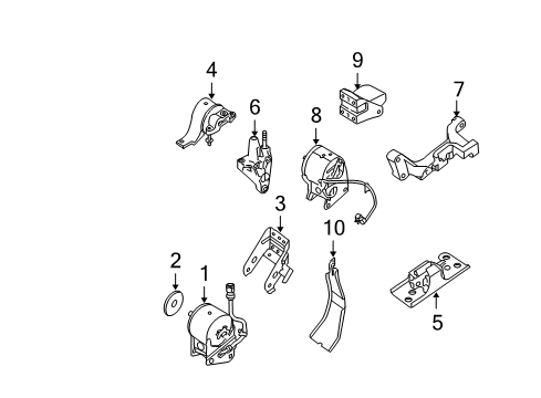 2007 Nissan Maxima Engine & Trans Mounting Engine Mounting Bracket, Rear Diagram for 11332-ZK60B