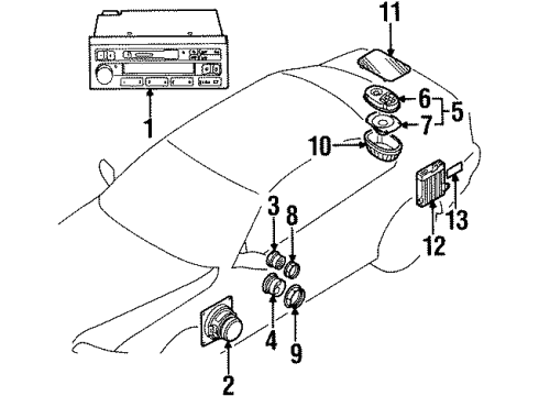 1994 BMW 325i Sound System Tweeter Diagram for 65131393477