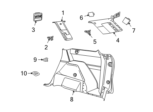 2014 Dodge Journey Interior Trim - Quarter Panels Cap-Screw Cover Diagram for 1MK88HDAAA