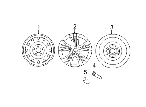 2012 Hyundai Sonata Wheels, Covers & Trim 17 Inch Alloy Wheel Diagram for 52910-3Q250