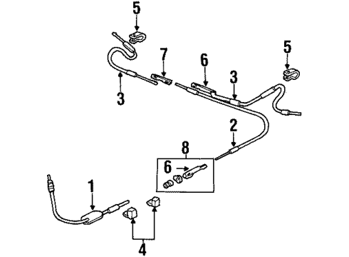 2001 Oldsmobile Aurora Parking Brake Connector, Parking Brake Cable Diagram for 15714661