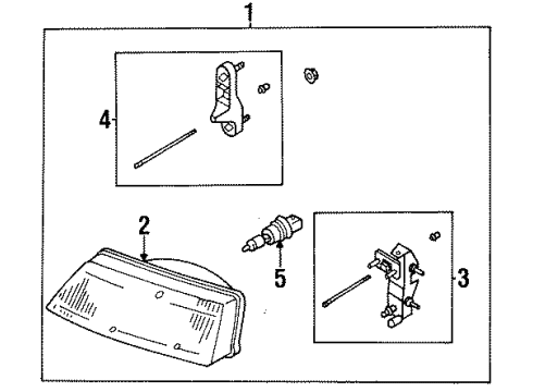 1995 Nissan Sentra Bulbs Passenger Side Headlight Assembly Diagram for 26010-1M325