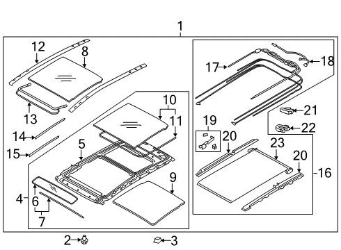 2020 Hyundai Tucson Sunroof Cover-PANORAMAROOF Folding, RH Diagram for 81674-D3000