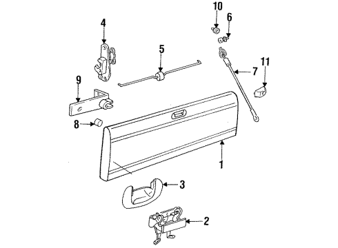 1995 Dodge Ram 2500 Tail Gate TAILGATE-As Shipped Diagram for 55274767