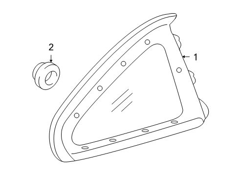 2005 Pontiac GTO Quarter Panel - Glass & Hardware Quarter Glass Diagram for 92209201