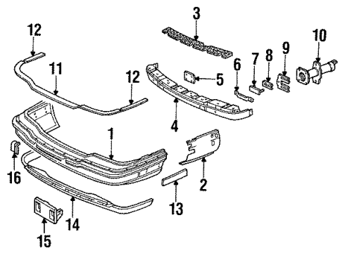 1996 Buick Park Avenue Front Bumper Molding Asm-Rear Bumper Fascia Lower <Use 14A2 Diagram for 25658173