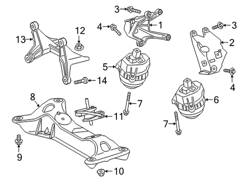 2022 Toyota GR Supra Engine & Trans Mounting Mount Bracket Diagram for 12315-WAA02