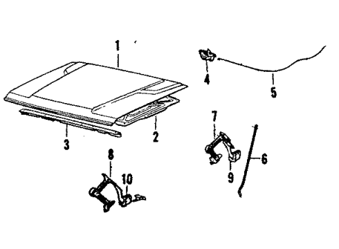 1985 Toyota Land Cruiser Hood & Components Lock Diagram for 53510-90A02