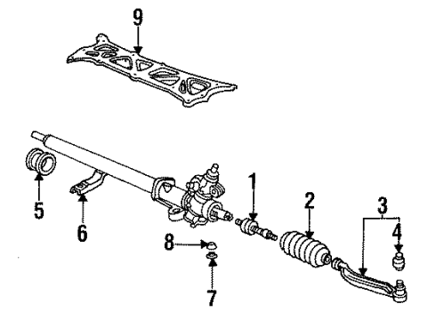 1991 Acura Legend Steering Column & Wheel, Steering Gear & Linkage End, Passenger Side Tie Rod Diagram for 53540-SP0-023