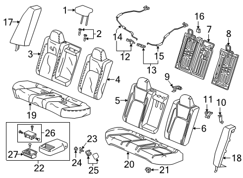 2019 Honda Clarity Rear Seat Components Lock L, RR. Seat Diagram for 82620-TRV-A01