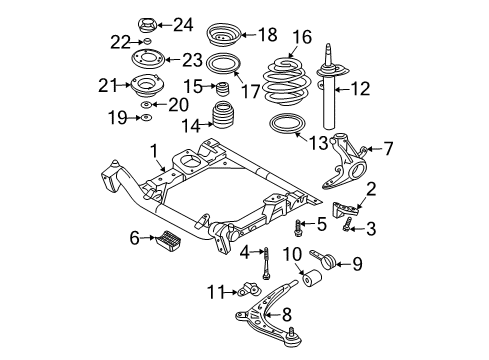 2001 BMW 325i Front Suspension Components, Lower Control Arm, Ride Control, Stabilizer Bar Left Carrier Diagram for 31216756541
