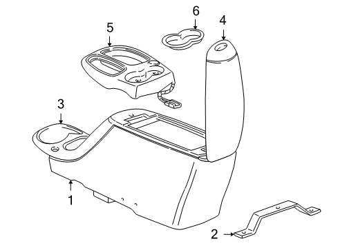 1998 Dodge Dakota Center Console CUPHOLDER-Console Diagram for 55055550